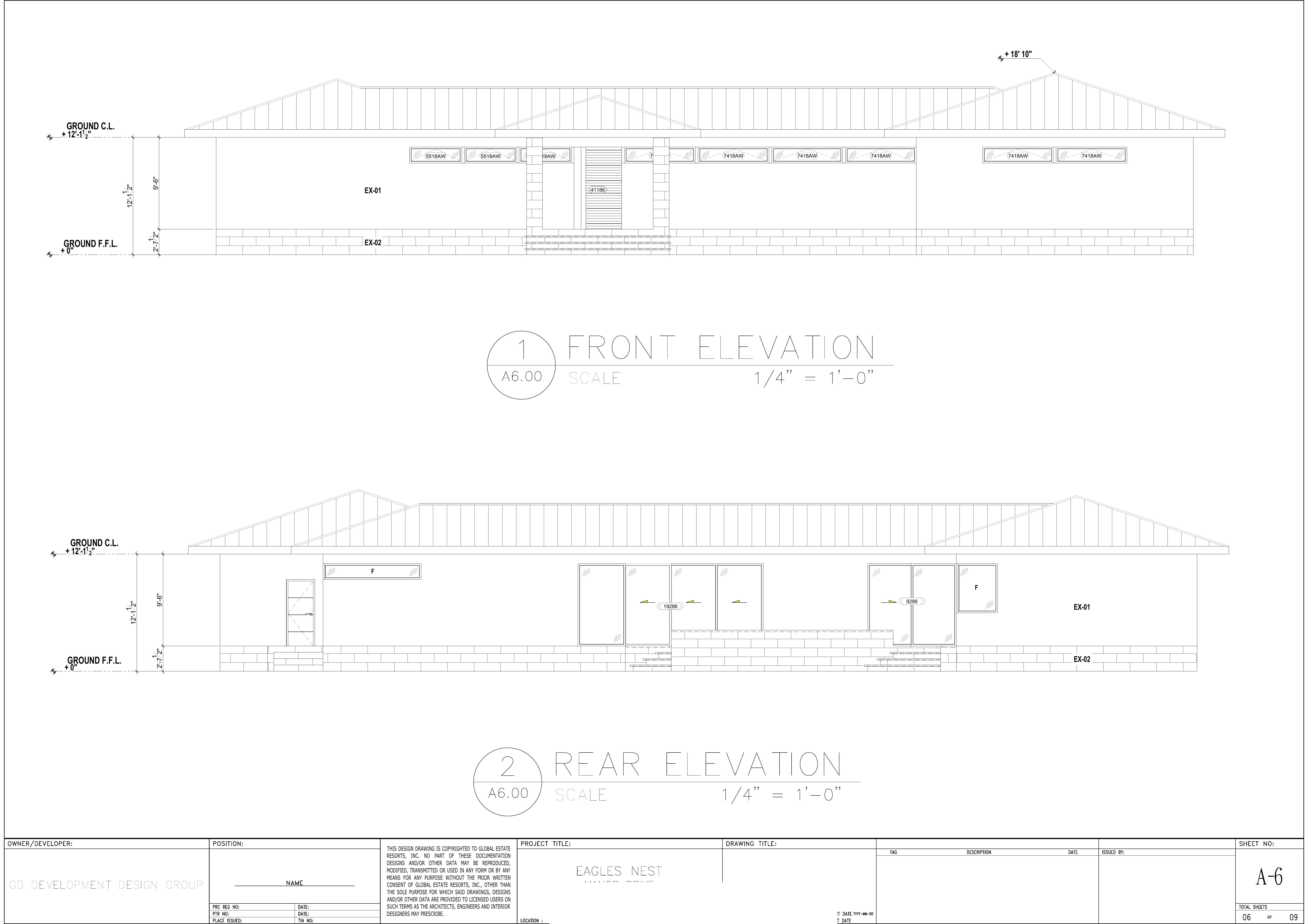 Canyon Ridge Estate — Elevation Drawing